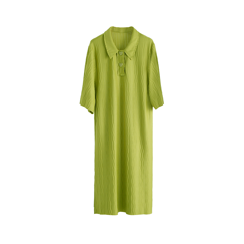 Half-sleeved mid-length H-shaped dress