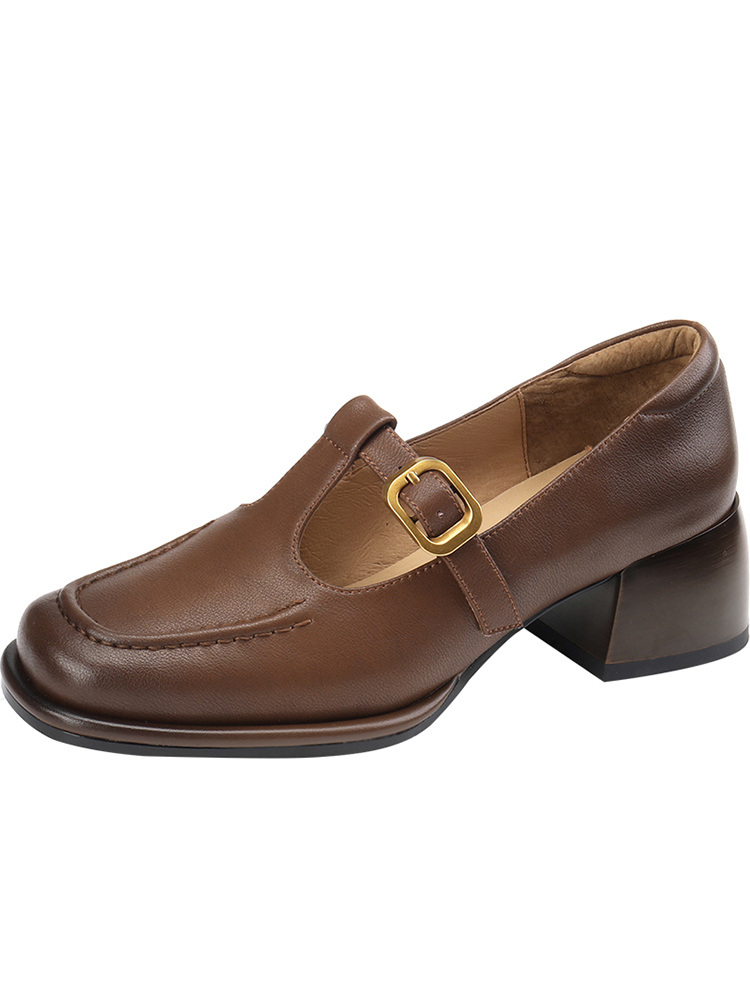 French style retro square toe shoes
